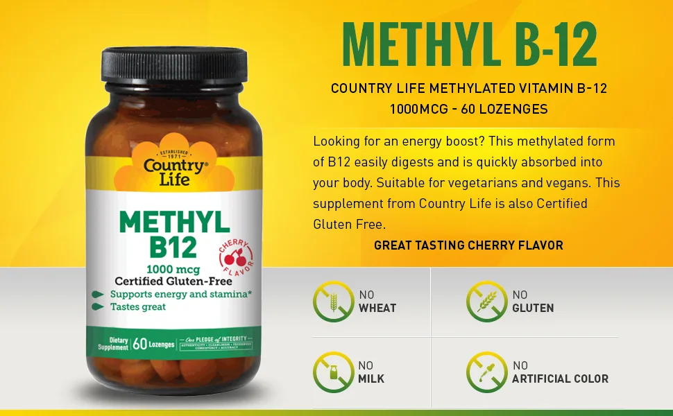 Country Life Methyl B12 Cherry 1000 mcg 60 Lozenges - product information 2