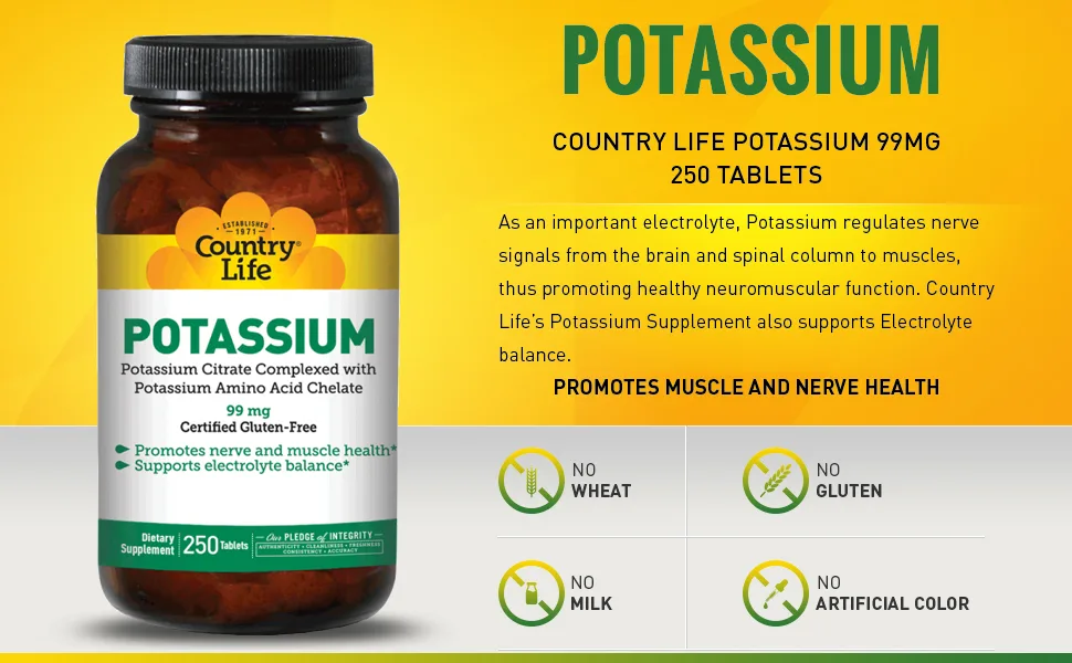 Country Life Potassium 99 mg 250 Tablets - product information 2