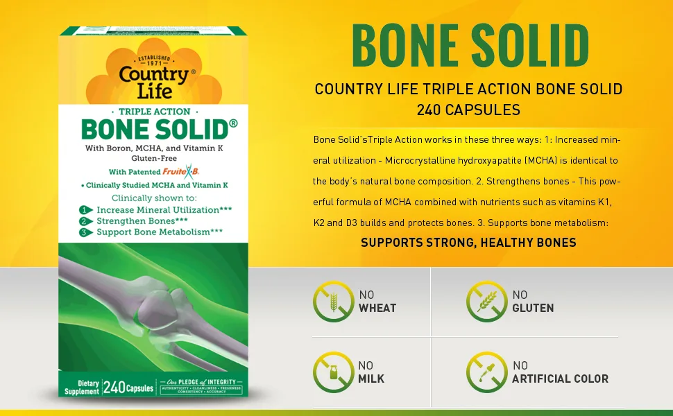 Country Life Triple Action Bone Solid 240 Capsules - product information 2