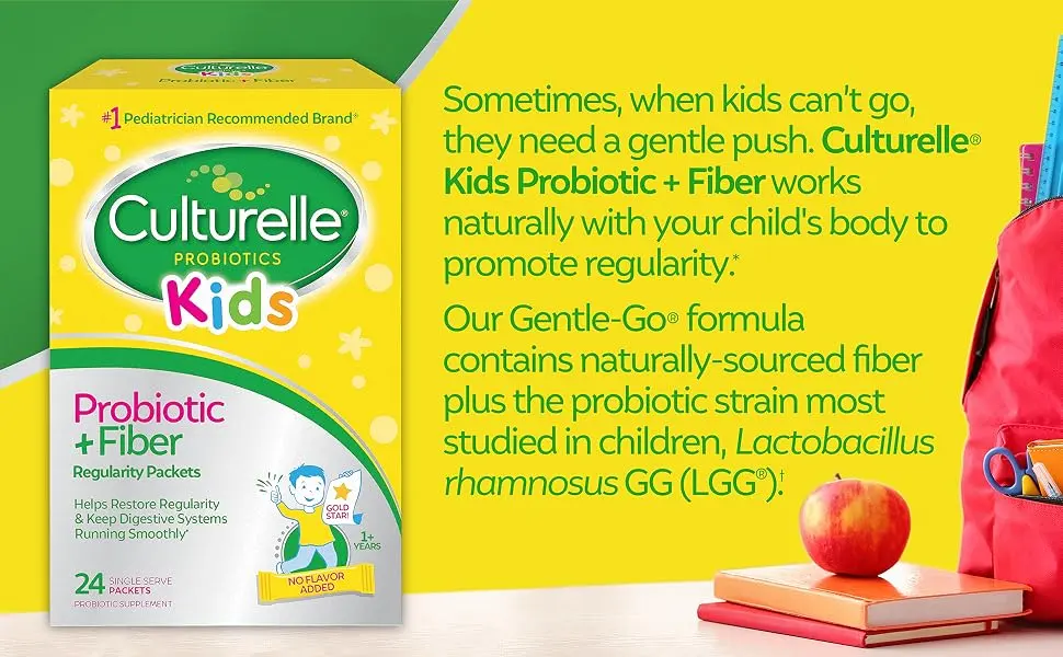 Culturelle Kids Regularity Probiotic + Fiber 1+ Years Unflavored 60 Single Serve Packets - Regularity