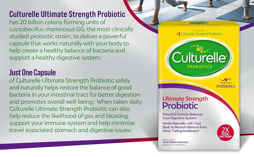 Culturelle Probiotics Ultimate Strength Probiotic 20 Billion CFUs 20 Once Daily Vegetarian Capsules - Ultimate Strength