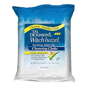 Dickinson Brands Witch Hazel Cleansing Cloths 25 Rinse Free Cloths - product information 1