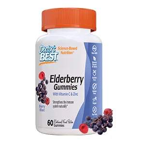 Doctor's Best Elderberry Gummies with Vitamin C & Zinc Berry Blast 60 Gummies - Elderberry Gummies