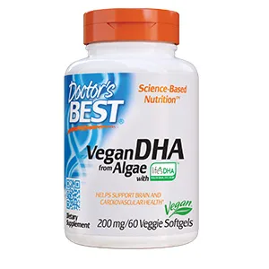 DoctorShip-s Best Vegan DHA from Algae with LifeShip-s DHA 200 mg 60 Veggie Softgels - Vegan DHA support brain heart health