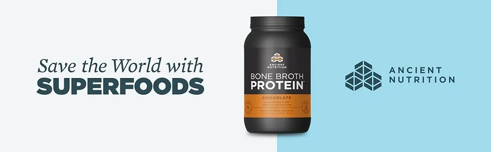 Dr. Axe / Ancient Nutrition Bone Broth Protein Chocolate 2.22 lbs (1008 g) - bbp chocolate 40 srv