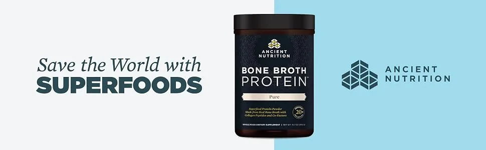 Dr. Axe / Ancient Nutrition Bone Broth Protein Pure 15.7 oz. (446 g) - bbp pure 20 srv