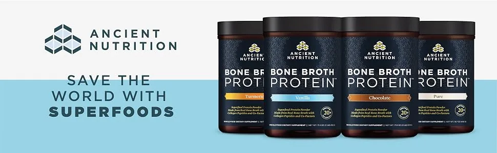 Dr. Axe / Ancient Nutrition Bone Broth Protein Turmeric 1.01 lb (460 g) - Ancient Nutrition - Save the World With Superfoods
