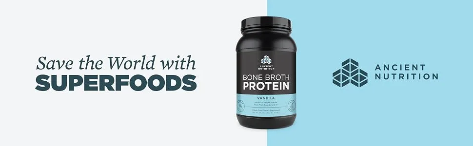 Dr. Axe / Ancient Nutrition Bone Broth Protein Vanilla 2.17 lbs (986 g) - bbp protein 40 srv
