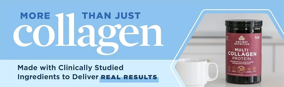 Dr. Axe / Ancient Nutrition Multi Collagen Protein 40 Single Stick Packets 14.4 oz (408 g) - hydrolyzed collagen peptides with clinically studied ingredients