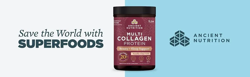 Dr. Axe / Ancient Nutrition Multi Collagen Protein Beauty + Sleep Vanilla Chai 16.5 oz (467.4 g) - ‎B07YCRW96M