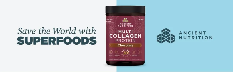 Dr. Axe / Ancient Nutrition Multi Collagen Protein Chocolate 1.16 lb (524 g) - mcp chocolate 40srv