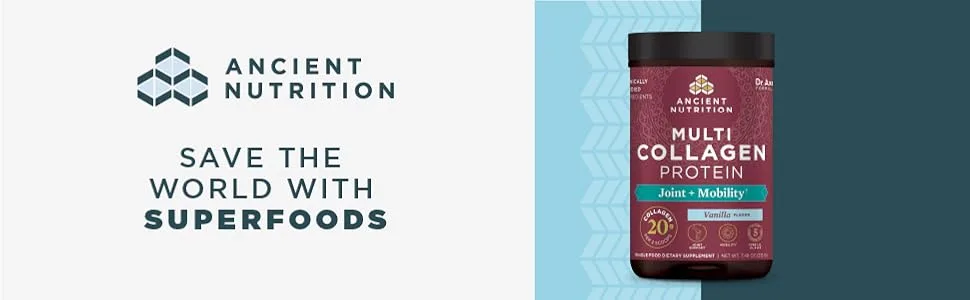Dr. Axe / Ancient Nutrition Multi Collagen Protein Joint + Tissue  Vanilla 8 oz (226 g) - Ancient Nutrition Joint & Mobility Powder