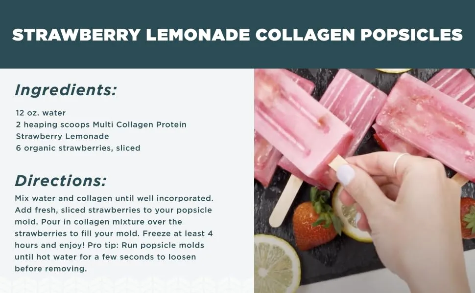 Dr. Axe / Ancient Nutrition Multi Collagen Protein Strawberry Lemonade 1.18 lbs (535.5  g) - mcp strawberry lemonade recipe