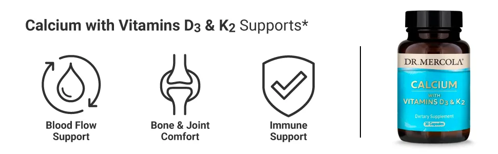 Dr. Mercola Calcium with Vitamins D3 & K2 30 Capsules - Calcium with Vitamins D3 and K2