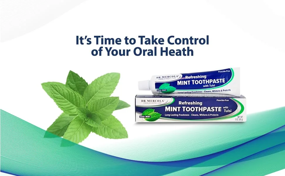 Dr. Mercola Refreshing Toothpaste with Tulsi Cool Mint 3 oz (85 g) - toothpaste mint