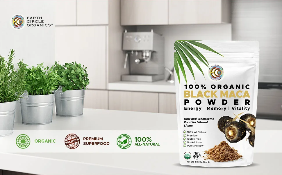 Earth Circle Organics Organic Black Maca Powder 8 oz (226.7 g) - Maca Powder