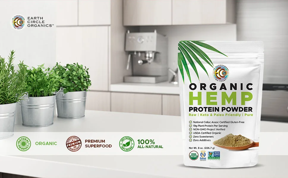 Earth Circle Organics Organic Hemp Protein Powder  8 oz (226.7 g) - Hemp powder