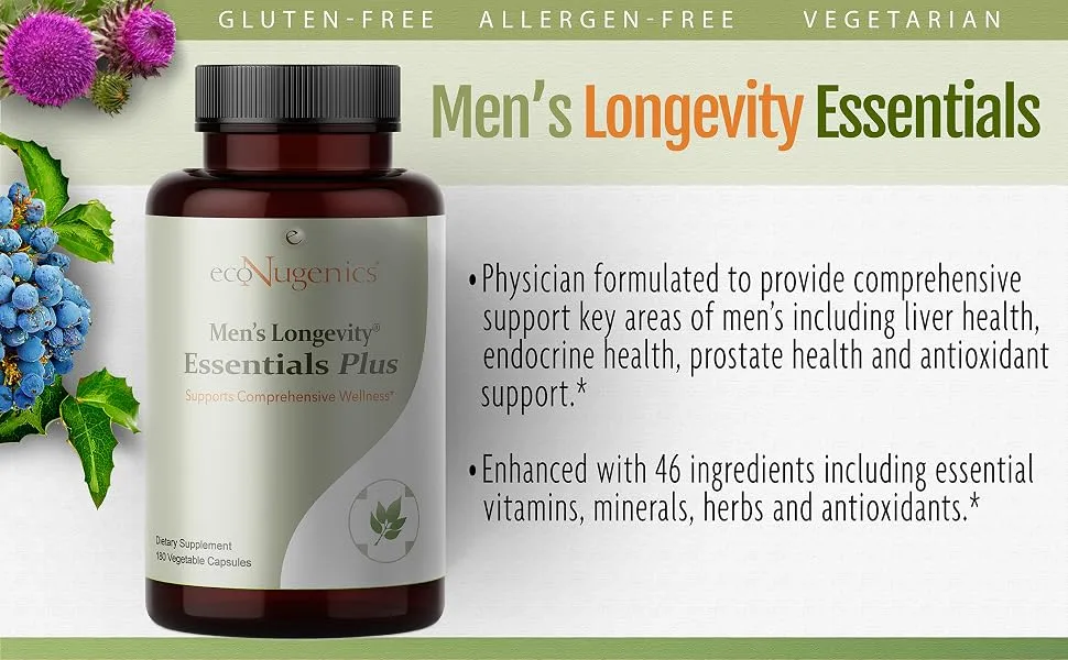 Econugenics Men's Longevity Essentials Plus 180 Vegetable Capsules - product information 4