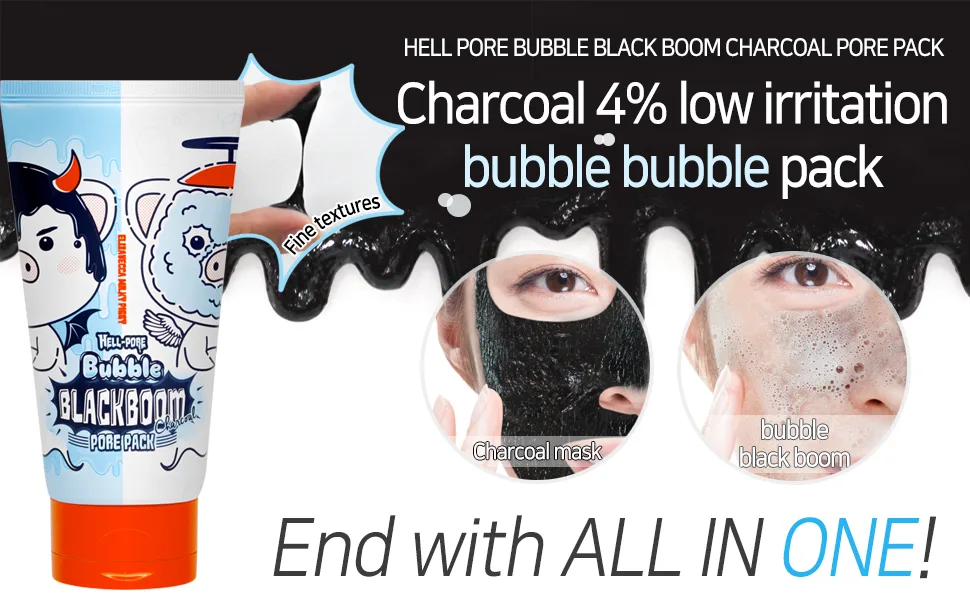 Elizavecca Milky Piggy Hell-Pore Bubble Blackboom Charcoal Pore Pack 5.07 fl oz (150 ml) - black boom charcoal pack
