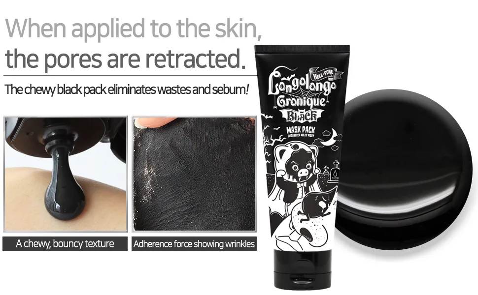 Elizavecca Milky Piggy Hell-Pore Longolongo Gronique Black Beauty Mask Pack 3.38 fl oz (100 ml) - longo longo black pack