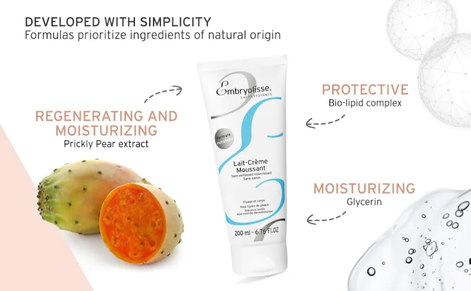 Embryolisse Foaming Cream-Milk Cleanser 6.76 fl oz (200 ml) - product information 4