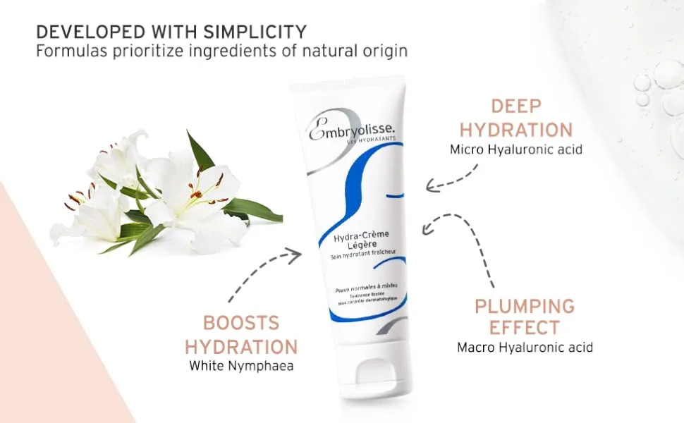 Embryolisse Hydra-Cream Light Fresh Moisturizing Care 1.35 fl oz (40 ml) - Developed with Simplicity