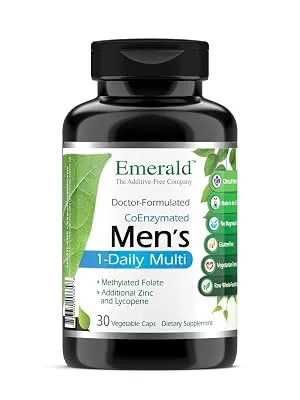 Emerald Laboratories CoEnzymated Men's 1-Daily Multi 30 Vegetable Caps - mens one daily multi vitamin supplement bottle image