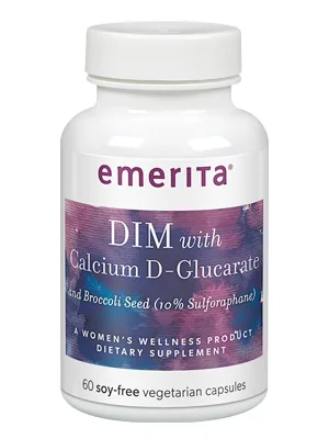 Emerita DIM With Calcium D-Glucarate and Broccoli Seed 60 Soy-Free Vegetarian Capsules - Emerita DIM Formula with Calcium D-Glucarate | Women