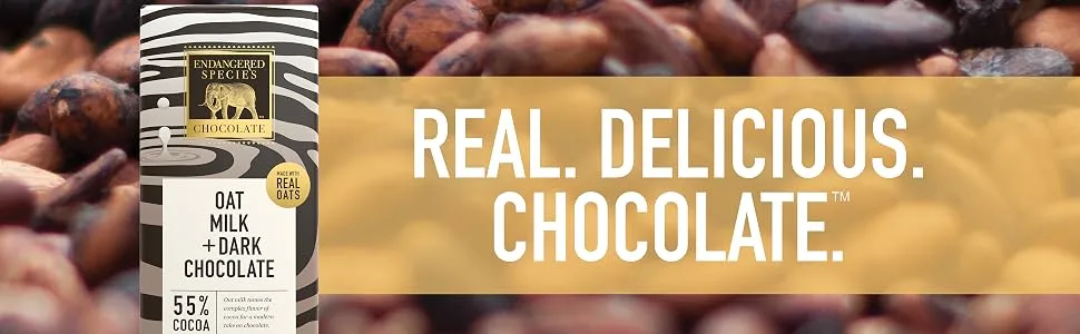 Endangered Species Chocolate Oat Milk + Dark Chocolate 55% Cocoa 3 oz (85 g) - Endangered Species Chocolate, Dark, Oat Milk, Cocoa, Gluten Free, Vegan, NON GMO, Kosher, Fair Trade