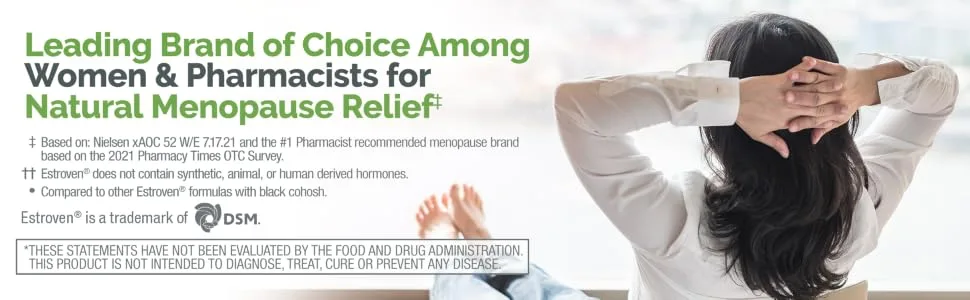 Estroven Menopause Relief Maximum Strength + Energy 28 Once Daily Caplets - disclaimer module