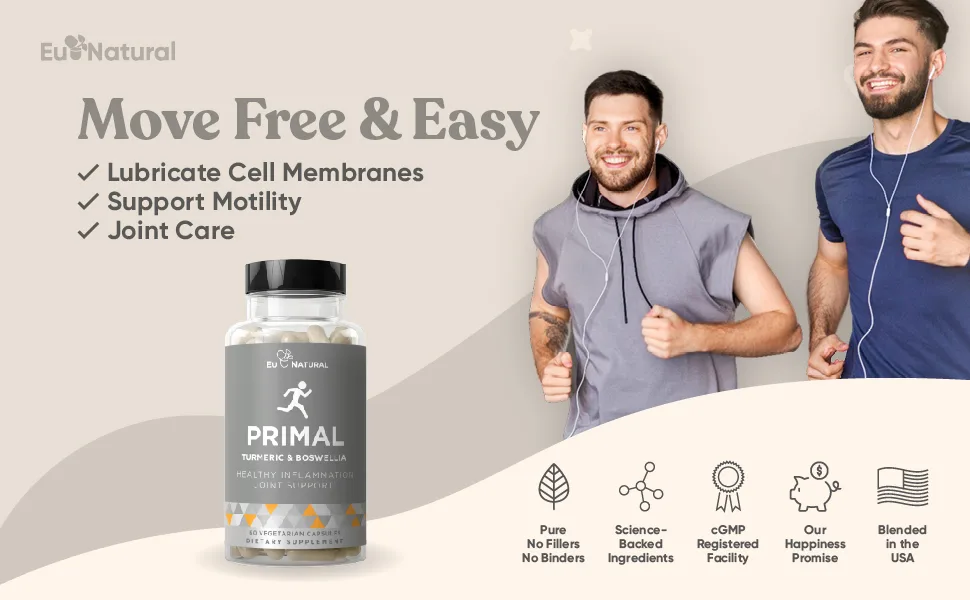 Eu Natural Primal Joint Support & Healthy Inflammation Immune Support - 60 Capsules - PRIMAL Joint Support Anti Inflammatory Inflammation Supplement