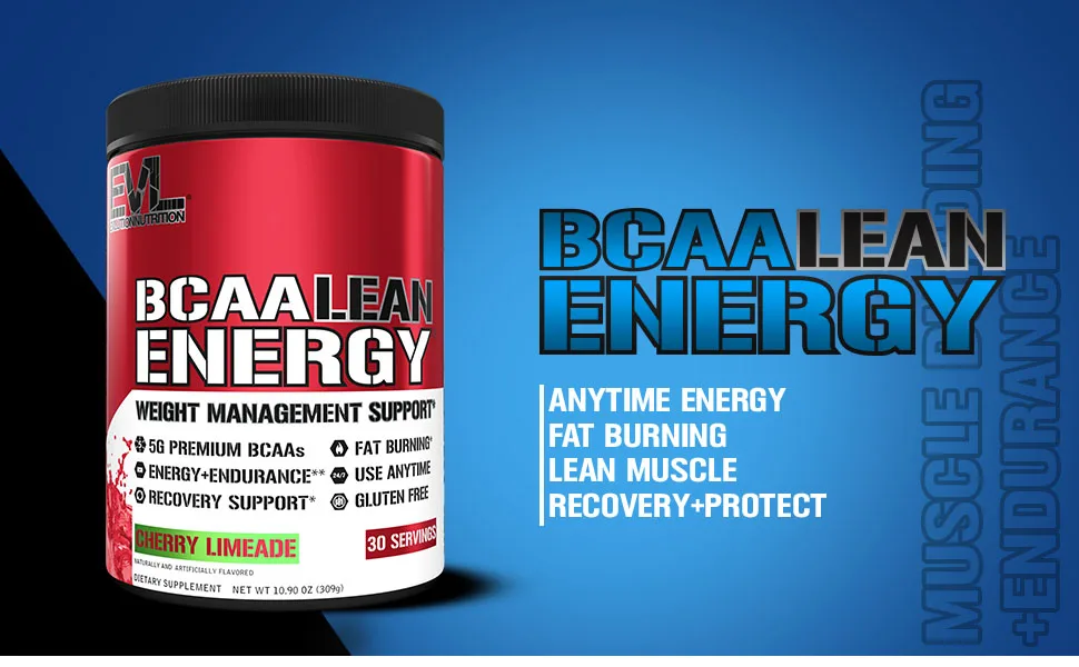 EVLution Nutrition BCAA LEAN ENERGY Cherry Limeade 10.90 oz (309 g) - vitamin c vitamin b12 vitamin b vitamin b6 pre workout energy drink amino energy hydration packets