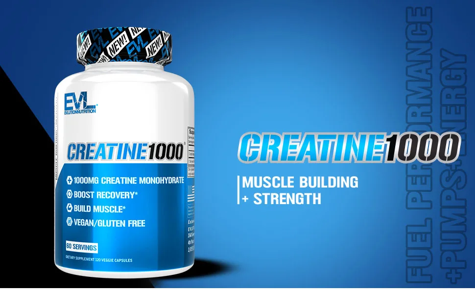 EVLution Nutrition Creatine1000 1000 mg 120 Veggie Capsules - creatine