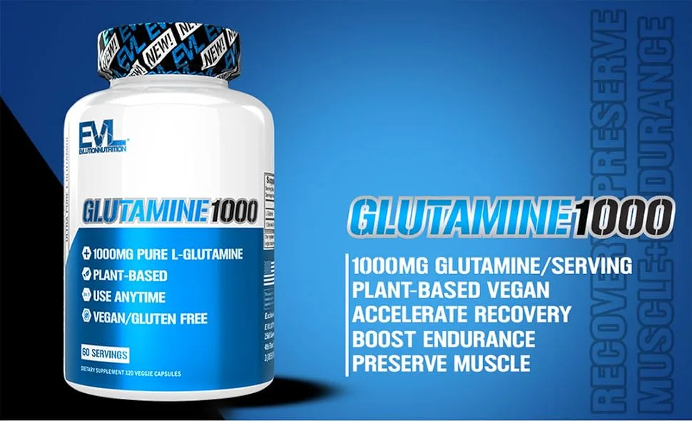 EVLution Nutrition Glutamine1000 1000 mg 120 Veggie Capsules - glutamine