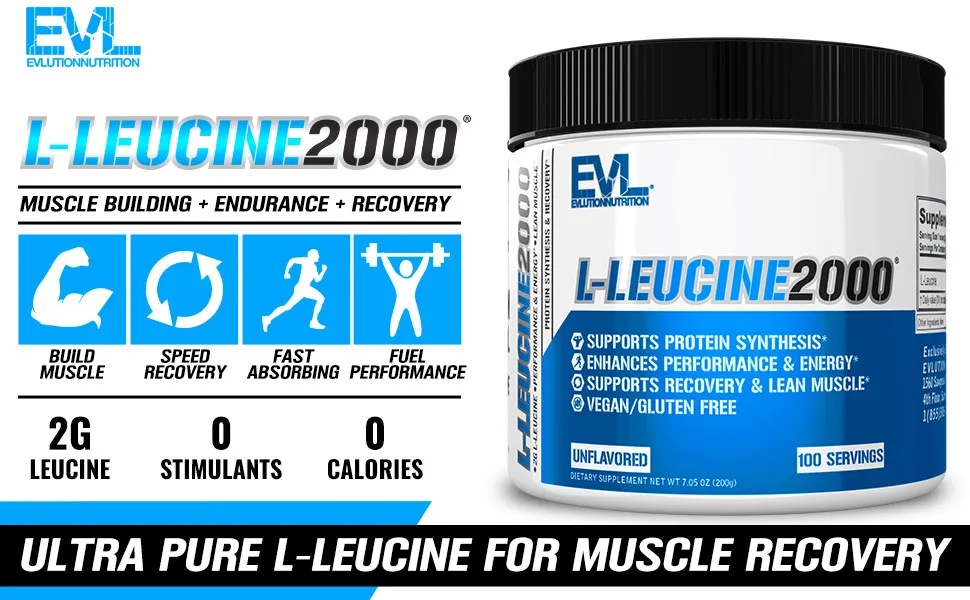 EVLution Nutrition L-Leucine2000 Unflavored 7.05 oz (200 g) - leucine