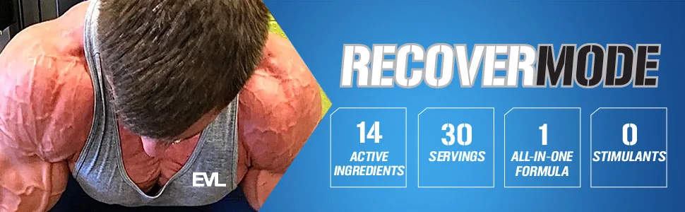 EVLution Nutrition RECOVERMODE Complete Recovery Complex Blue Raz 22.23 oz (630 g) - recover mode