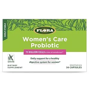 Flora Women's Care Probiotic Shelf-Stable 87 Billion Cells 30 Vegetarian Capsules - digestive system, probiotic, vegetarian, digestive health, dietary supplement, gut health, women