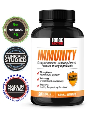 Force Factor Immunity 1000 mg 90 Tablets - force factor immunity immune health support respiratory function vitamin c made in usa elderberry