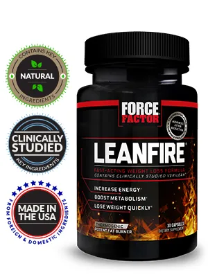 Force Factor LeanFire Fast-Acting Weight Loss Formula 30 Capsules - leanfire fat burner for men thermogenic for women boost energy metabolism verilean green coffee bean