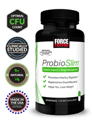 Force Factor ProbioSlim Digestive Support + Weight Management 60 Capsules - ProbioSlim 60 count Probiotics Digestive Support Weight Loss Force Factor Replenish Good Bacteria