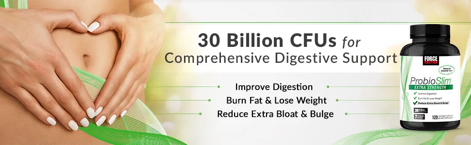 Force Factor ProbioSlim Extra Strength 30 Billion CFU 120 Capsules - 30 billion cfus digestive support improve digestion digestive health reduce bloated gas relief women