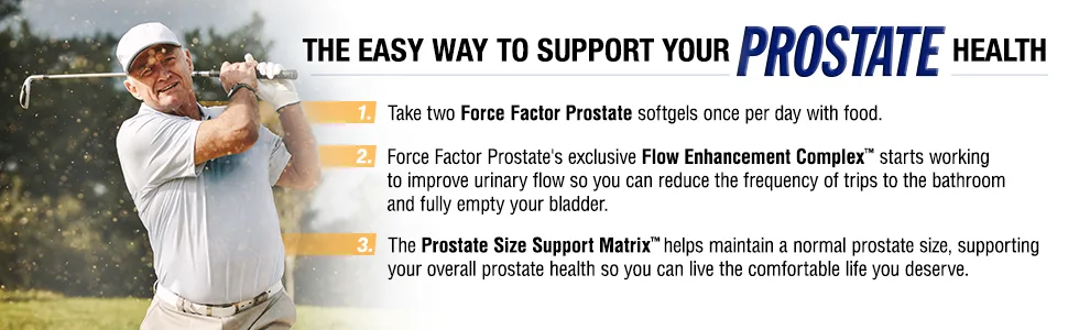 Force Factor Prostate Natural Prostate Health Solution 60 Easy-To-Swallow Softgels - Improve urinary flow reduce bathroom frequency support normal healthy prostate size saw palmetto