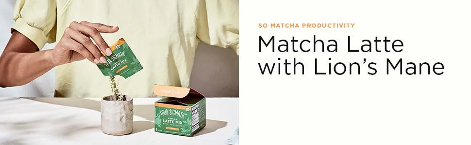Four Sigmatic Matcha Latte Mix with Lion's Mane 10 Packets 0.21 oz (6 g) Each - matcha latte header
