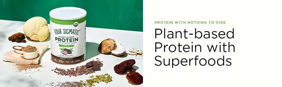 Four Sigmatic Plant-Based Protein with Superfoods Creamy Cacao 21.16 oz (600 g) - protein hero