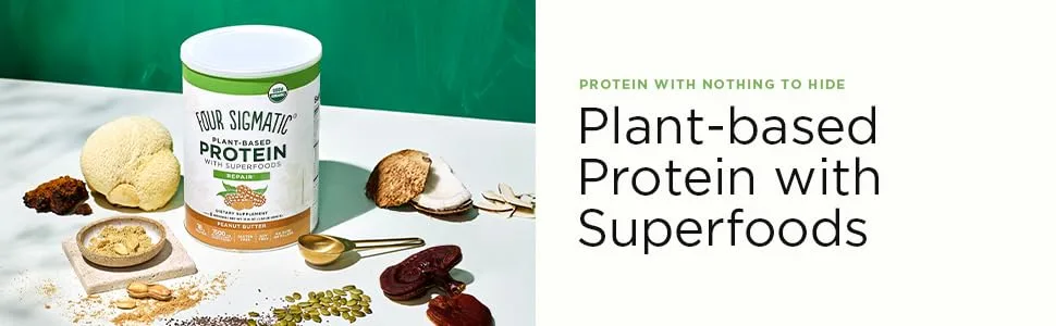 Four Sigmatic Plant-Based Protein with Superfoods Peanut Butter 1.32 lbs (600 g) - protein hero