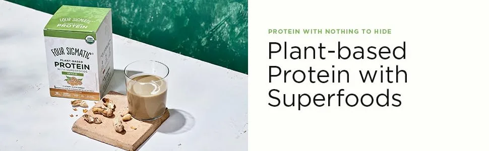 Four Sigmatic Plant-Based Protein with Superfoods Peanut Butter 10 Packets 1.41 oz (40 g) Each - protein hero