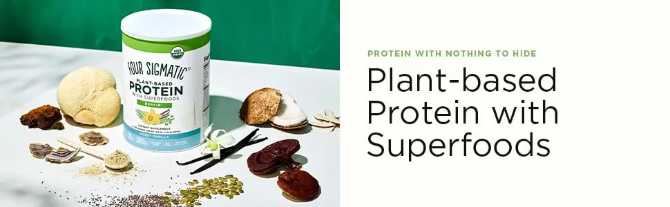 Four Sigmatic Plant-Based Protein with Superfoods Sweet Vanilla 1.32 lbs (600 g) - protein hero
