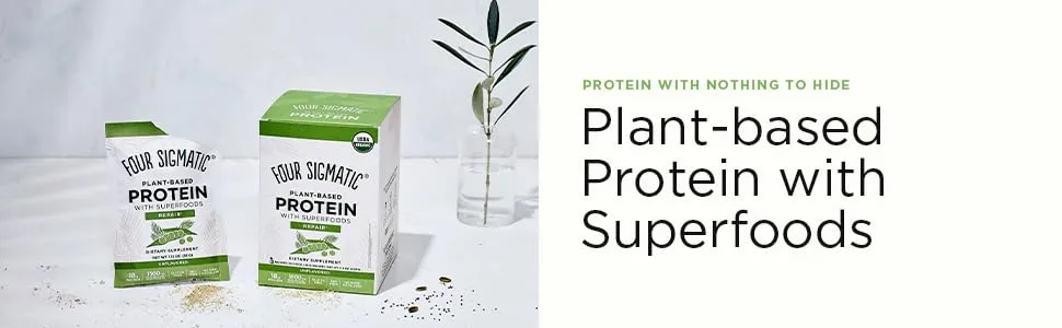 Four Sigmatic Plant-Based Protein with Superfoods Unflavored 10 Packets 1.13 oz (32 g) Each - protein hero