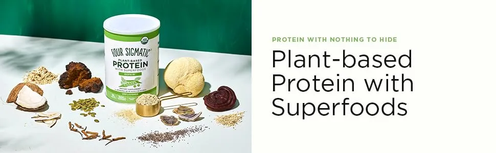 Four Sigmatic Plant-Based Protein with Superfoods Unflavored 16.7 oz (480 g) - protein hero