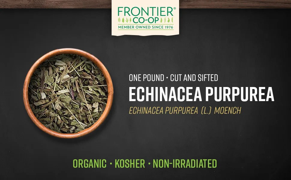 Frontier Natural Products Organic Cut & Sifted Echinacea Purpurea Herb 16 oz (453 g) - Frontier Co-op Organic Echinacea Purpurea